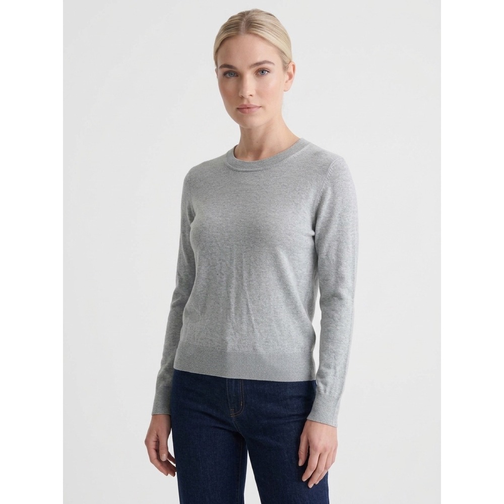 Quince Womens Crewneck Sweater Heather Gray Size M Lightweight Knit Pullover